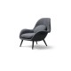 Fauteuil Swoon, tissu Pilot 162, pieds chêne verni noir