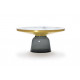 Table basse Bell gris quartz, cadre laiton, plateau marbre blanc