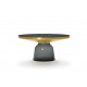 Table basse Bell gris quartz, cadre laiton, plateau marbre noir